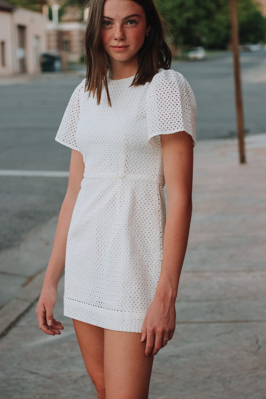 Oax Clothing | White Eyelet Dress