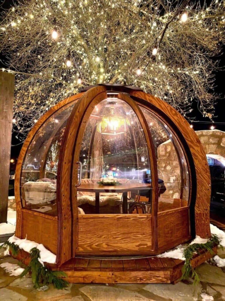 Elevating Winter Dining: Exploring Nine of Utah's Alpenglobe Restaurants. Unique and cozy spaces for date nights or family gatherings. Beautiful settings provide an unparalleled experience.