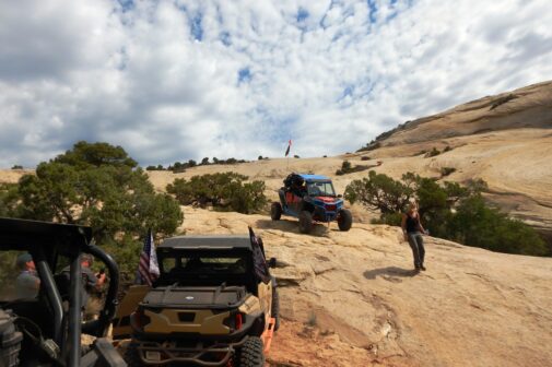 Riding the slick rock to the Moonshine Arch at the Vernal Outlaw ATV Jamboree.