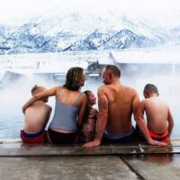 Crystal Hot Springs Utah | My Local Utah Family in the winter season enjoying the warm water at crystal hot springs my local utah