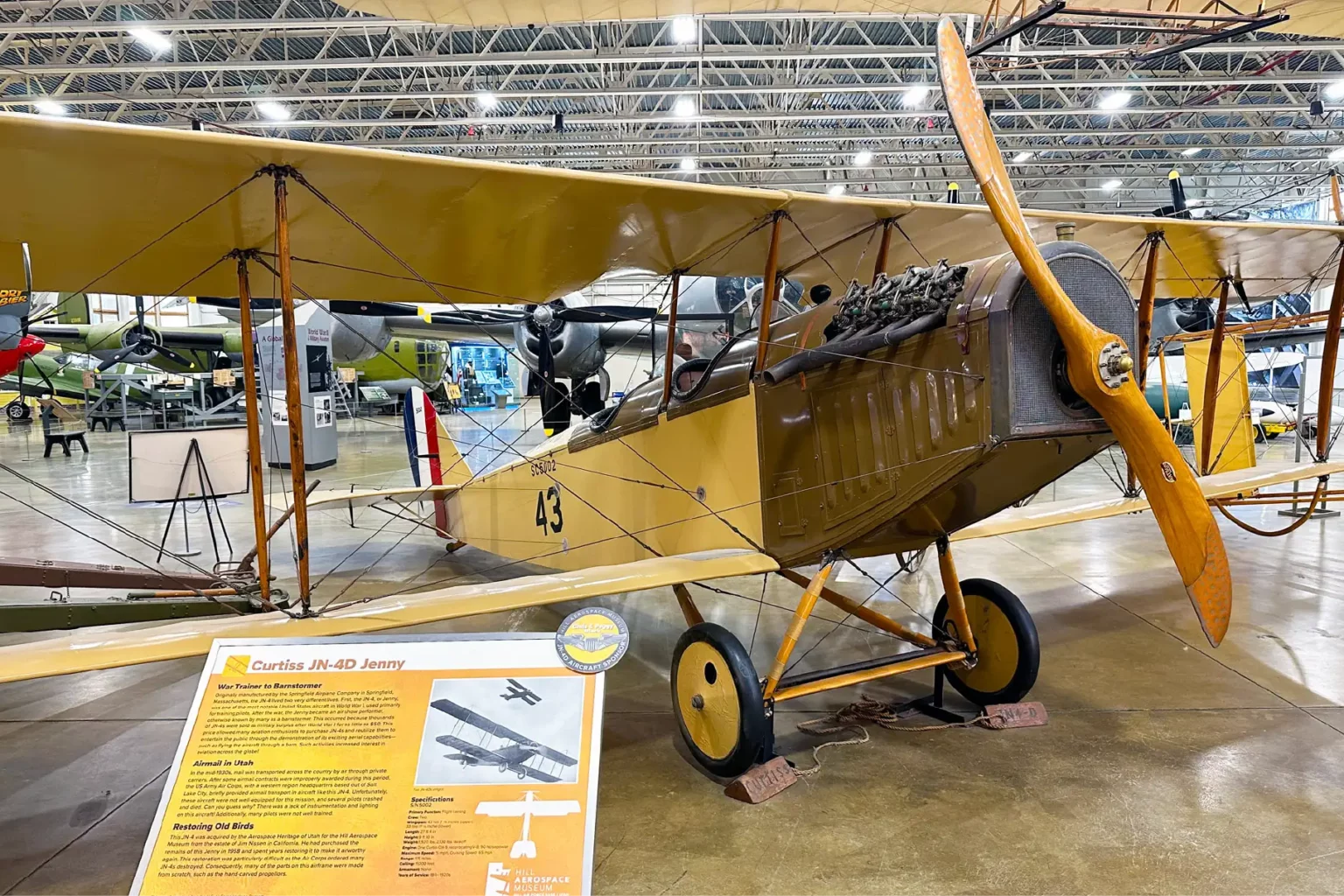 Curtis JN-4D “Jenny” Biplane at Hill Aerospace Museum Hill aerospace museum jn 4d jenny world war one plane.