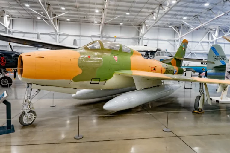 The F-84F Thunderstreak Fighter at the Hill Aerospace Museum The f84f thunderstreak fighter at the hill aerospace museum.