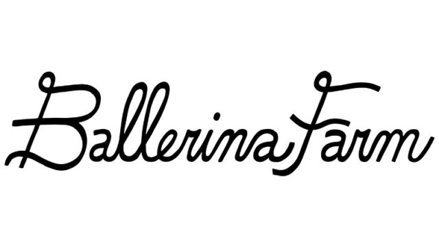 Ballerina Farm logo in flowing black cursive lettering.